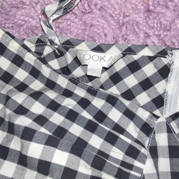 M VTG Kookai Black & White Gingham Print Picnic Hourglass Bodycon Mini Dress - Picture 8 of 10
